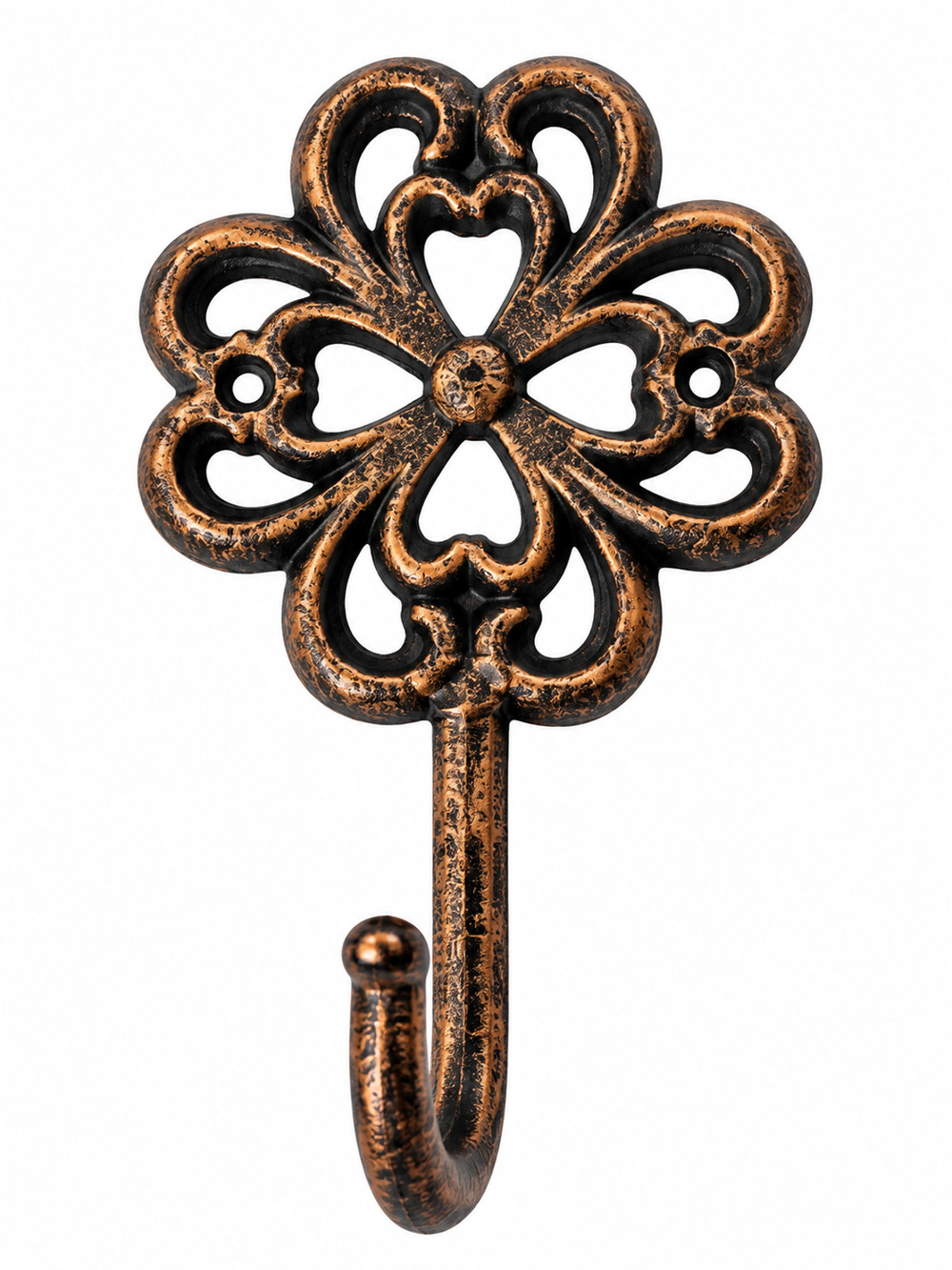 Cast Iron Decorative Floral Scroll Wall Hook Antique Bronze Copper Rustic Single